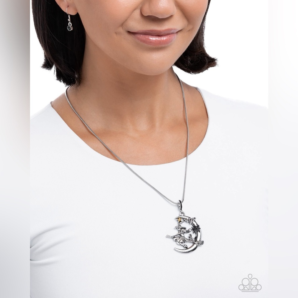 Paparazzi Silver Moon and Witch Necklace
